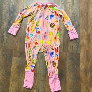 Little Sleepies 3-6 month pink alphabet print sleeper